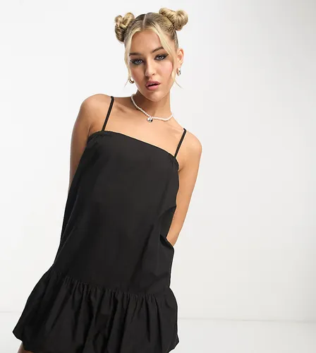 COLLUSION puff ball hem mini summer dress in black