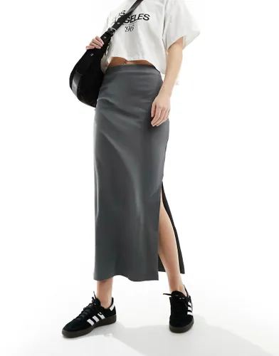 COLLUSION ribbed maxi skirt in grey-Green