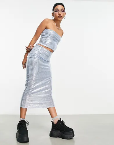 COLLUSION sequin maxi skirt co-ord in blue