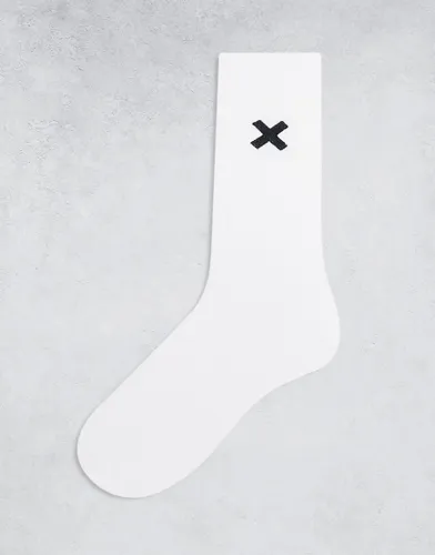 COLLUSION Unisex logo sock in white