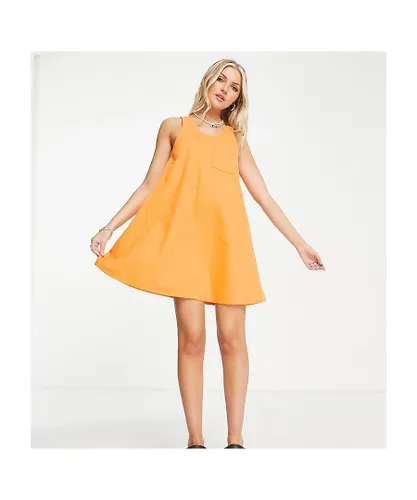 Collusion Womens denim swing summer dress in orange