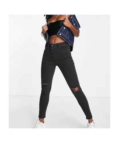 Collusion Womens x001 skinny jeans with rips in black