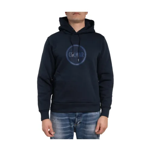 Colmar , Mens Hooded Sweatshirt with 3D Logo Print ,Blue male, Sizes: