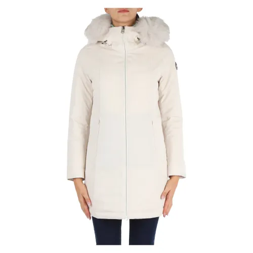 Colmar , Pureness Three-Quarter Puffer Jacket with Fur Detail ,Beige female, Sizes: