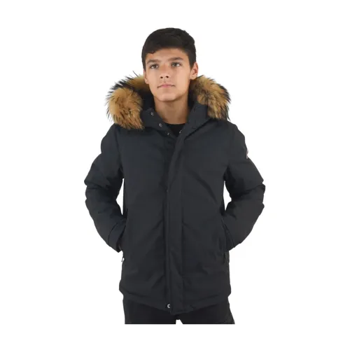 Colmar , Short Fur Hood Down Jacket ,Black male, Sizes: