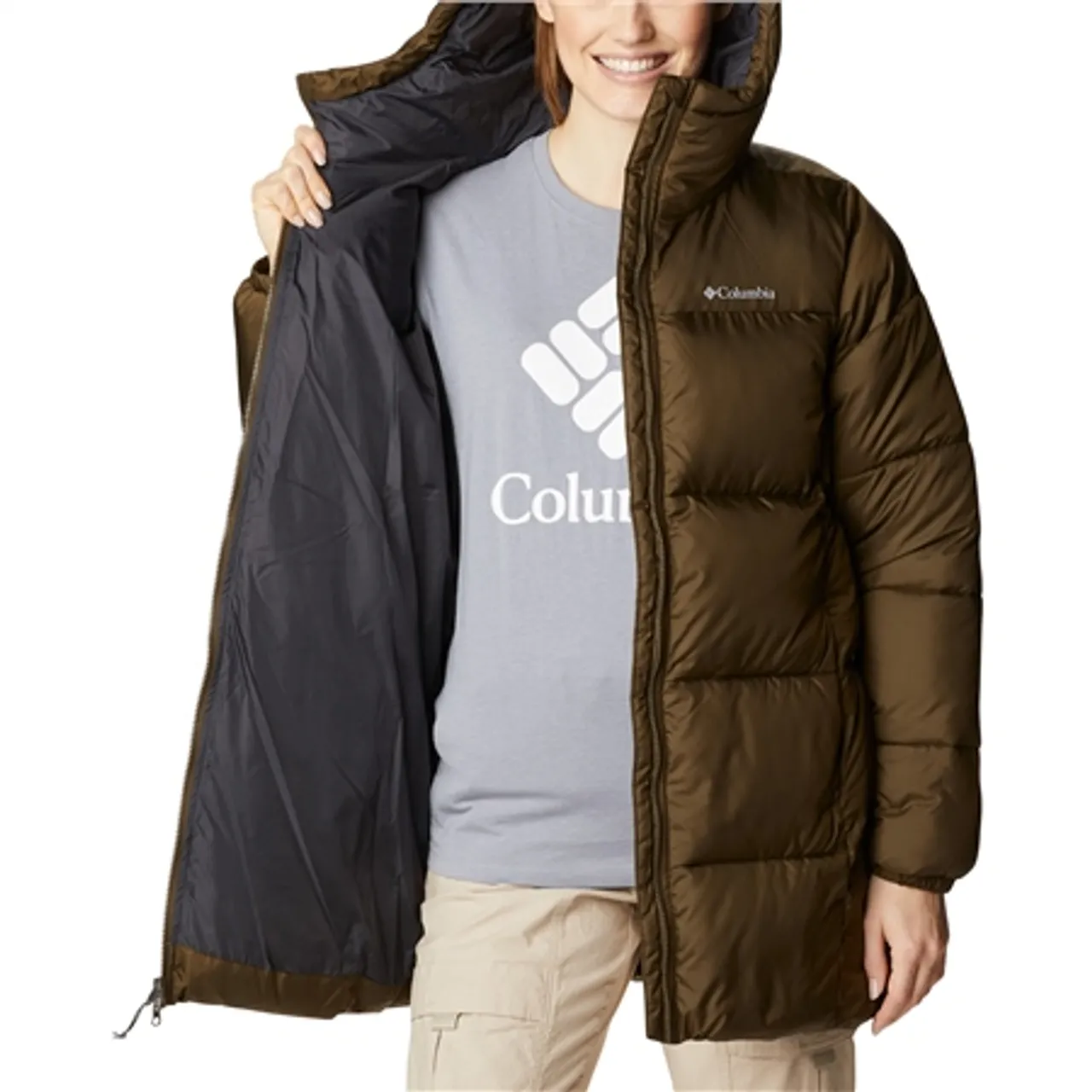Columbia Puffect Mid Hooded Jacket - Olive Green