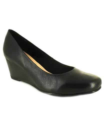 Comfort Plus New Ladies/Womens Black Margo Wide Fit Court Shoes. Leather
