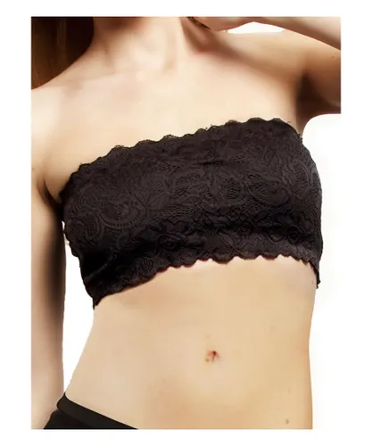 Comfortisse Womens Strapless Laced Bra - Black Spandex