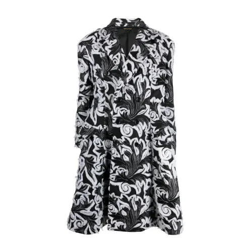 Comme des Garçons , Black Embroidered Double-Breasted Coat ,Black female, Sizes: