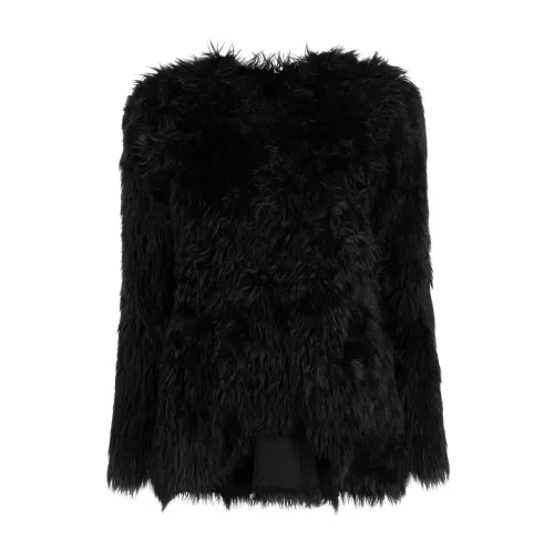 Comme des Garçons , Black Faux-Fur Long-Sleeved Top ,Black female, Sizes: