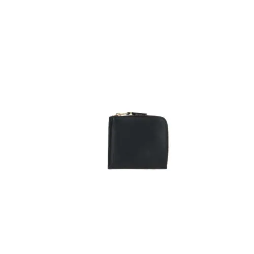 Comme des Garçons , Black Leather Wallet with Half-Zip Closure ,Black male, Sizes: ONE SIZE