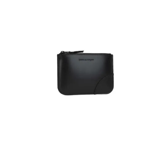 Comme des Garçons , Black Leather Zip Wallet with Logo ,Black male, Sizes: ONE SIZE