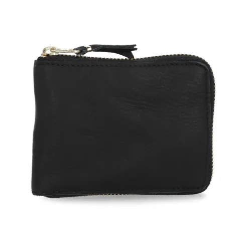 Comme des Garçons , Black Pebbled Leather Wallet with Multiple Pockets ,Black unisex, Sizes: ONE SIZE