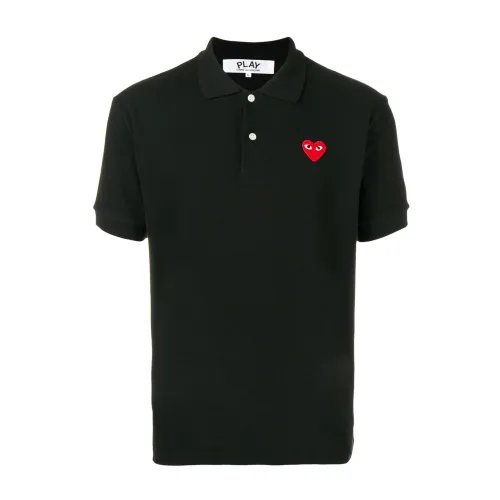 Comme des Garçons , Black Play Polo T-Shirt ,Black male, Sizes: