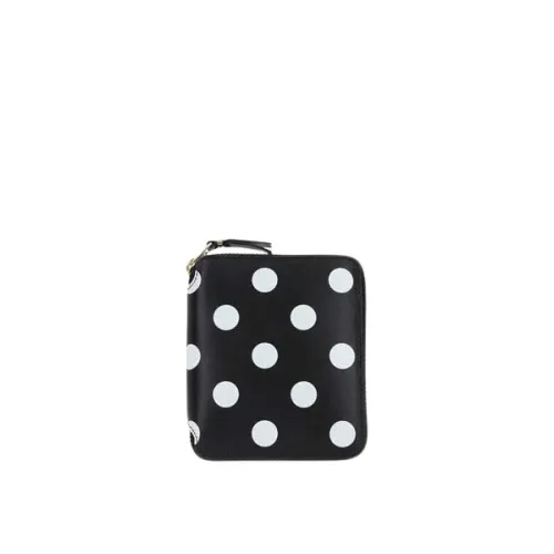 Comme des Garçons , Black Wallet with Polka Dot Print and Zip Closure ,Black male, Sizes: ONE SIZE