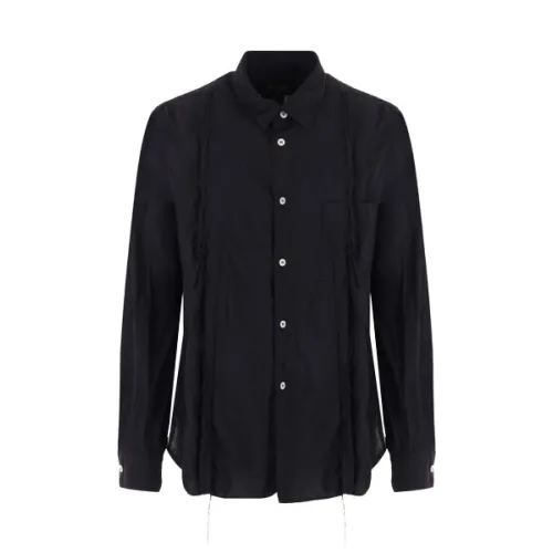 Comme des Garçons , Black Wrinkle Effect Shirt with Flared Hem ,Black male, Sizes: