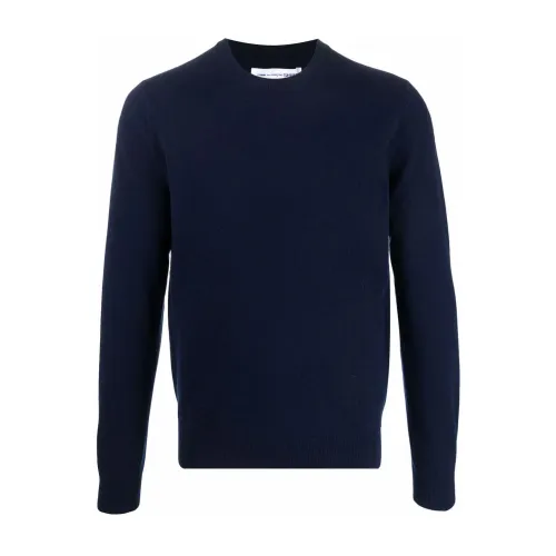 Comme des Garçons , Blue Wool Sweater with Crew Neck ,Blue male, Sizes: