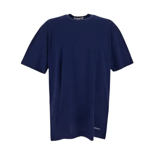 Comme des Garçons , Cotton Logo T-Shirt ,Blue male, Sizes: