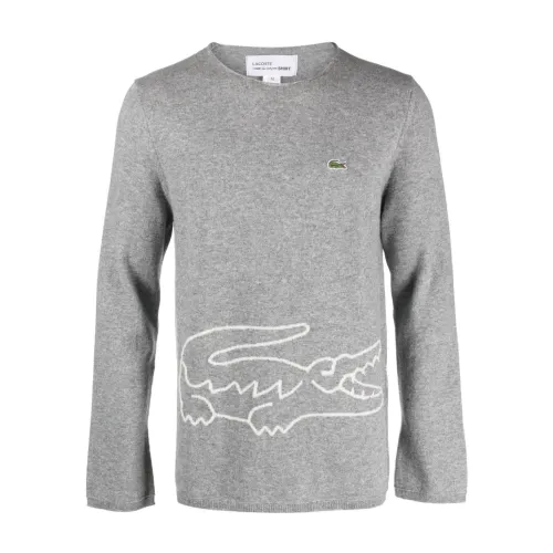 Comme des Garçons , Grey Logo-Patch Wool Jumper ,Gray male, Sizes: