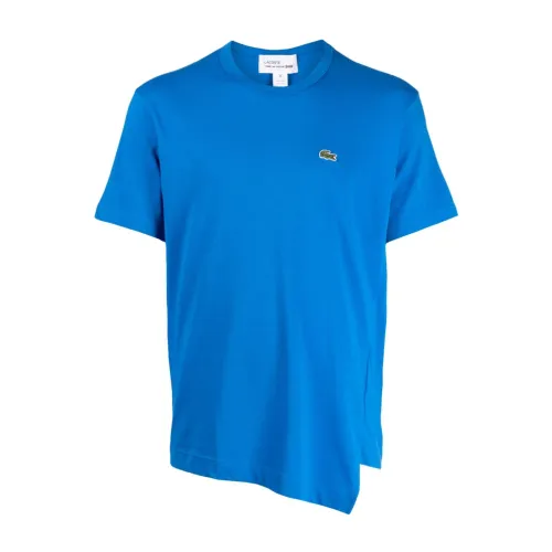 Comme des Garçons , Lacoste Asymmetric T-Shirt with Embroidered Logo ,Blue male, Sizes: