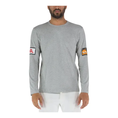 Comme des Garçons , Long Sleeve Graphic Cotton T-Shirt ,Gray male, Sizes: