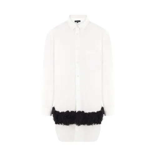 Comme des Garçons , Oversized White Shirt with Black Faux Fur Insert ,White male, Sizes: