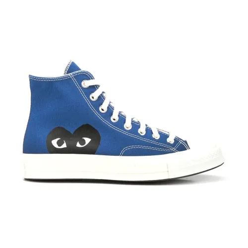 Comme des Garçons Play , Blue Canvas Chuck Taylor High-Top Sneakers ,Blue male, Sizes: 5 UK, 4 UK, 7 UK, 10 UK, 9 UK, 11 UK, 6 UK, 8 1/2 UK, 8 UK, 5 1