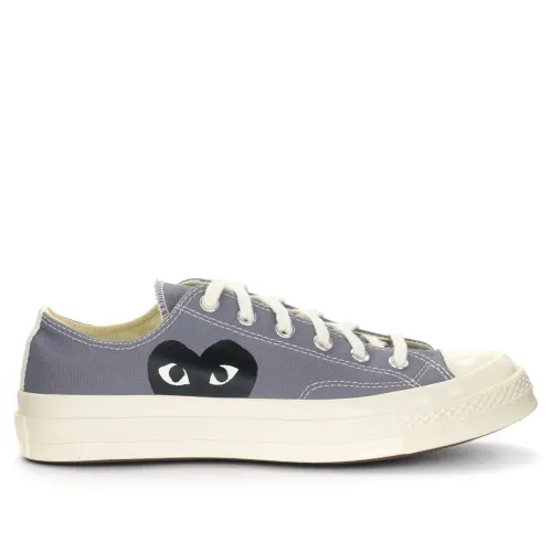 Comme des Garçons Play , Gray Canvas Low Top Sneaker with Black Heart ,Gray female, Sizes: