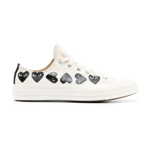 Comme des Garçons Play , Heart Print Low-Top Sneakers ,White male, Sizes: