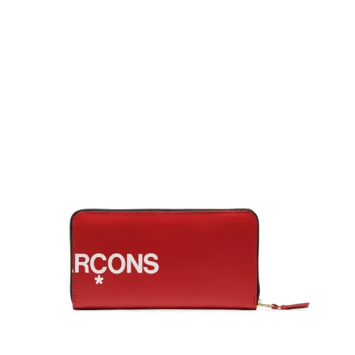 Comme des Garçons , Red Leather Wallet with Logo Print ,Red male, Sizes: ONE SIZE