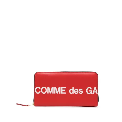 Comme des Garçons , Red Smooth Leather Zip-Around Wallet ,Red male, Sizes: ONE SIZE