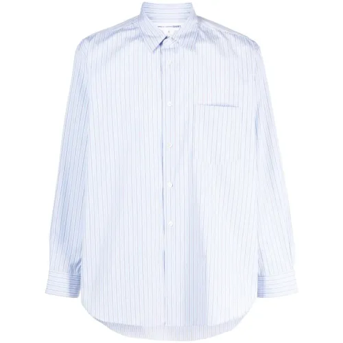 Comme des Garçons , Striped Cotton Shirt ,Blue male, Sizes: