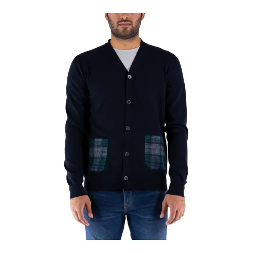 Comme des Garçons , Warm and Stylish Wool Cardigan for Men ,Blue male, Sizes: