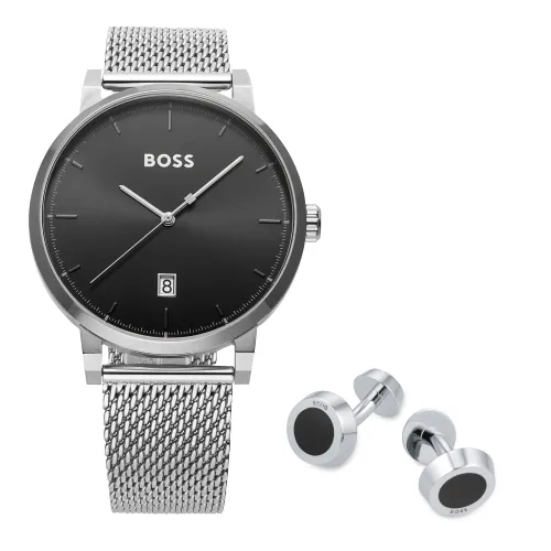 Confidence 42mm Mens Watch and Cufflinks Gift Set