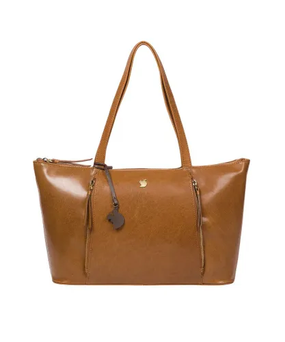 Conkca London Womens 'Clover' Dark Tan Leather Tote Bag - One Size