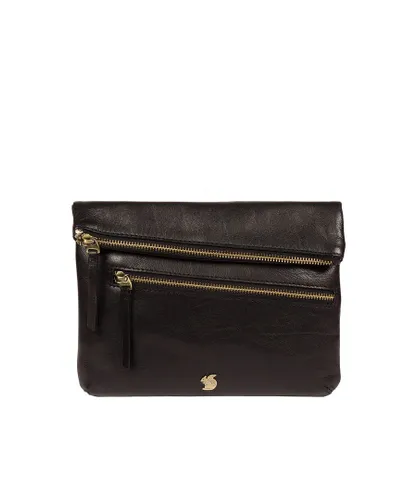 Conkca London Womens 'Flare' Black Leather Clutch Bag - One Size