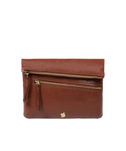 Conkca London Womens 'Flare' Conker Brown Leather Clutch Bag - One Size