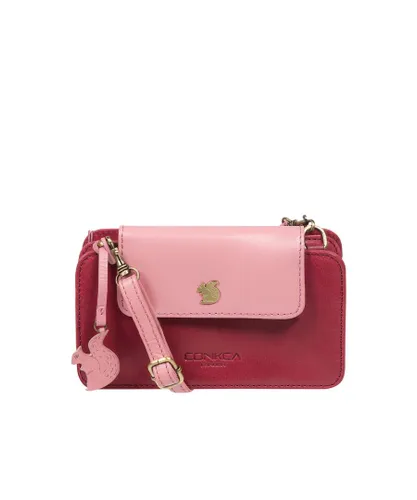 Conkca London Womens 'Little Wonder' Orchid & Blush Leather Cross Body Clutch Bag - Pink - One Size