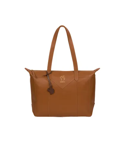 Conkca London Womens 'Molly' Saddle Tan Vegetable-Tanned Leather Tote Bag - One Size