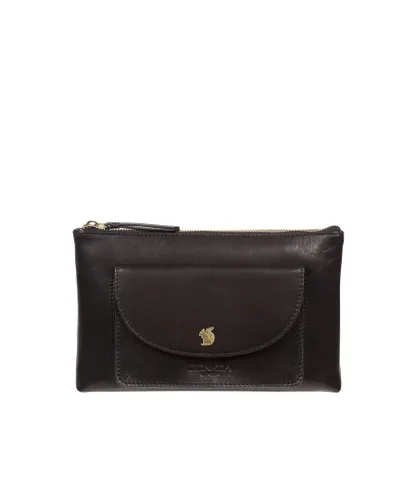 Conkca London Womens 'Treasure' Black Leather Clutch Bag - One Size