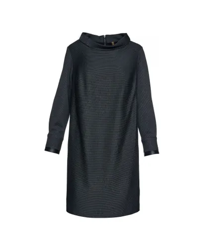 Conquista Womens Casual H-Line Stand Collar Long Sleeve Midi Dress - Charcoal