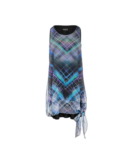 Conquista Womens Sleeveless Double Layer Geometric Print Dress - Multicolour