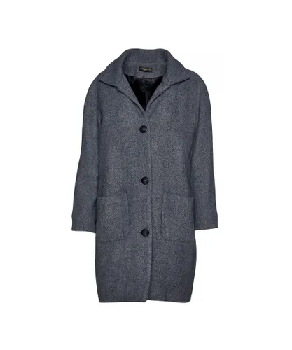 Conquista Womens Wool Blend Grey Mélange Coat by Fashion