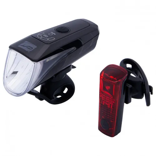 CONTEC - Akku-LED-Leuchtenset 24Sevenstop - Bike light set black/grey
