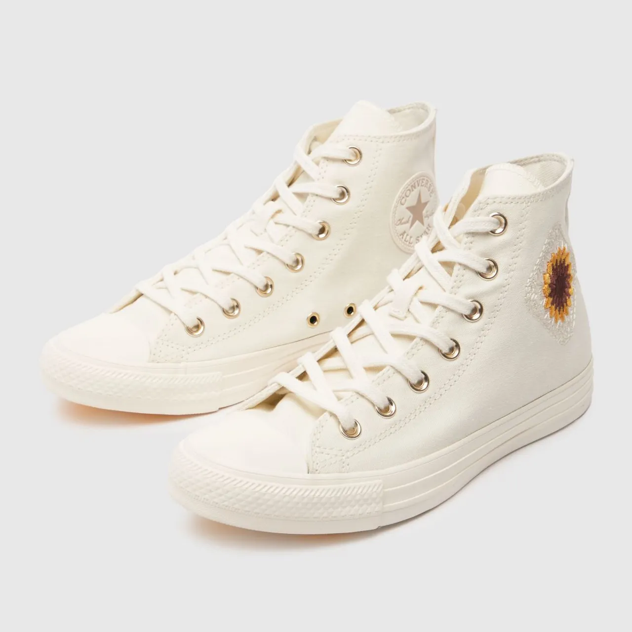 Converse All Star Hi Festival Floral Trainers In White & Gold