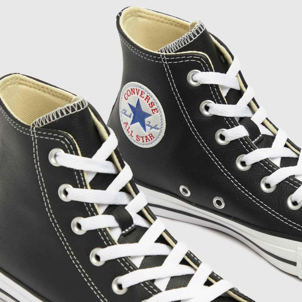 Converse All Star Hi Leather Trainers In Black & White
