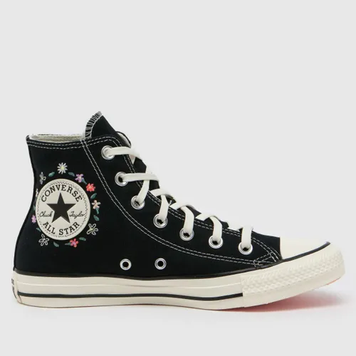 Converse all Star hi Little Florals Trainers in Black & Pink