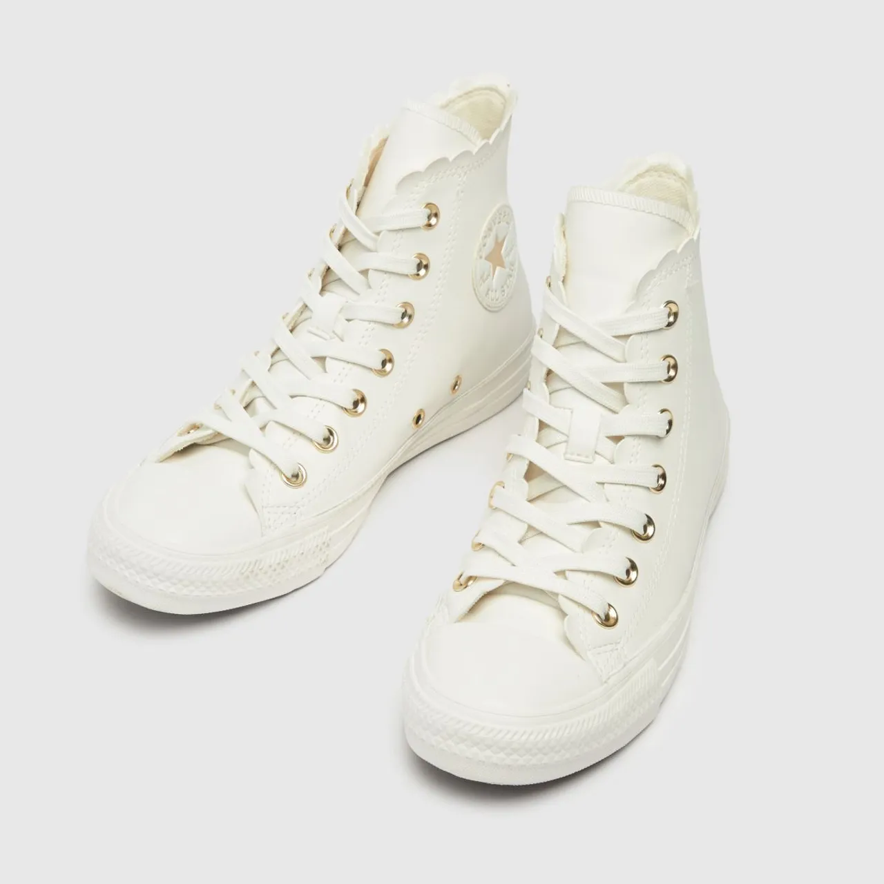 Converse All Star Hi Trainers In White & Gold