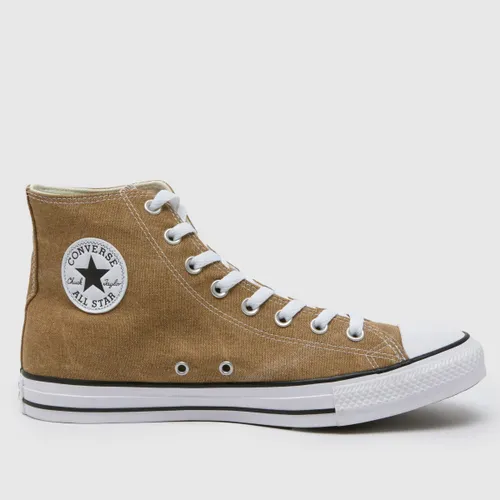 Converse all Star hi Washed Canvas Trainers in Tan