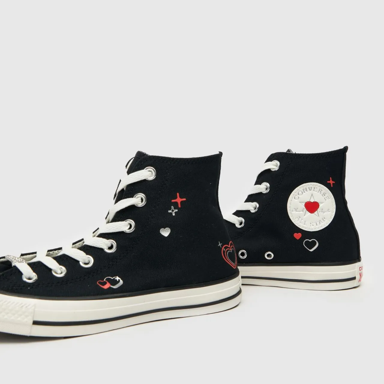 Converse all Star hi y2k Heart Trainers in Black & White